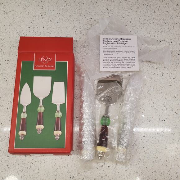 Lenox Holiday Gatherings 3 Piece Cheese Set Christmas Discontinued Lenox Set - Picture 7 of 14